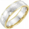 Flat Edge Wedding Band Hammer Finish 14k Gold Yellow/White/Yellow Sizes 7-12