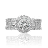 SIZE 8 - Engagement Ring Set Halo Style CZ Cubic Zirconia and Sterling Silver