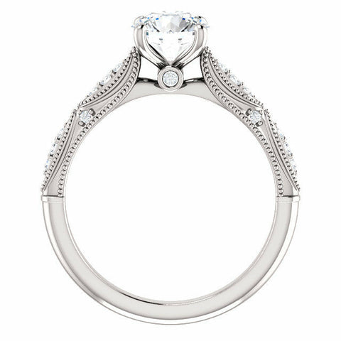 Image of 14K White Gold Round Forever One Moissanite & 1/10 CTW Diamond Engagement Ring