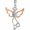 Angel Pendant Diamond Accent Sterling Silver with Rose Gold Vermeil 29x17.8mm