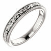 SIZE 8 - Engraved Scroll Design 14k White Gold Wedding Band 3.2mm Wide