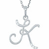 Initial "K" Diamond Script Sterling Silver Necklace .03 ct tw 18" Inch Chain