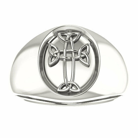 Image of Ladies and Men's Sterling Silver Celtic Inspired Cross Ring Sizes 9-12.5