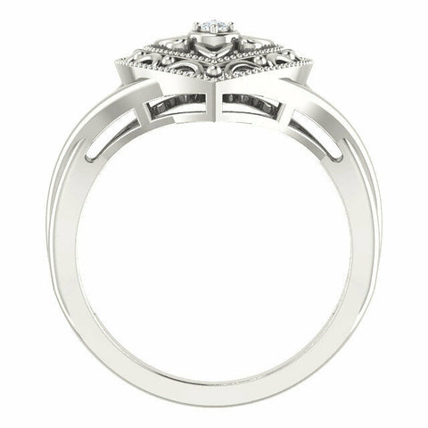 Image of Women's Sterling Silver .025 CTW Diamond Heart Ring Available in Sizes 7 & 8