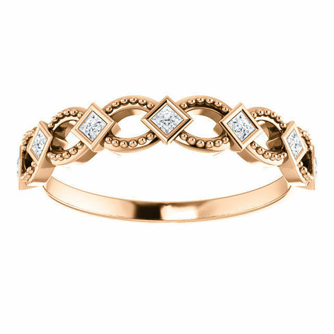 Image of 14kt Rose Gold 1/6 cttw Diamond Stackable Ladies Fashion Ring Sz 7 Free Shipping