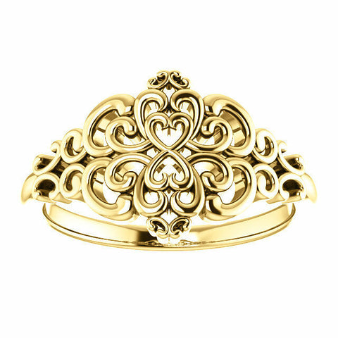Image of Vintage Inspired Ring 14kt Yellow Gold Design Fashion Jewelry Free Shipping Sz 7