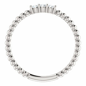 SIZE 7 - 1/10 CTW Diamond Beaded Stackable Ring 14K White Gold Ring Setting