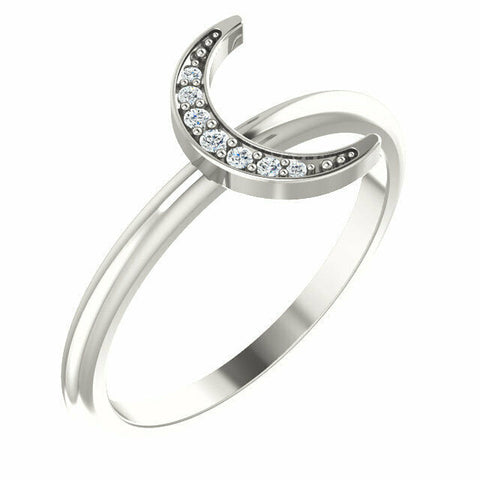 Image of Stackable Crescent Moon Ring Sterling Silver .04 CTW Diamond Size 7 Fashion Ring