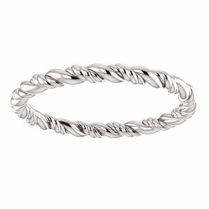 SIZE 6 - Rope Eternity Wedding Band 14K White Gold 2.2mm Wide Ring Free Shipping