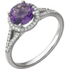 14K White Gold 1/5 ct tw Diamond & Amethyst Ring February Birthstone Jewelry