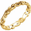 $99 GOLD SALE 14K Yellow Gold Scroll Design Wedding Band Sculptural Inspired 7.5