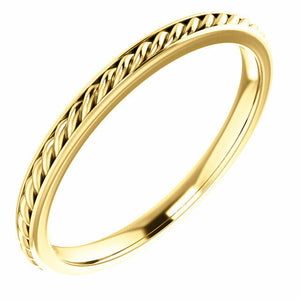 New SIZE 7.5 - 2mm 14K Yellow Gold Rope Wedding Band / Fashion Ring 40% off Sale