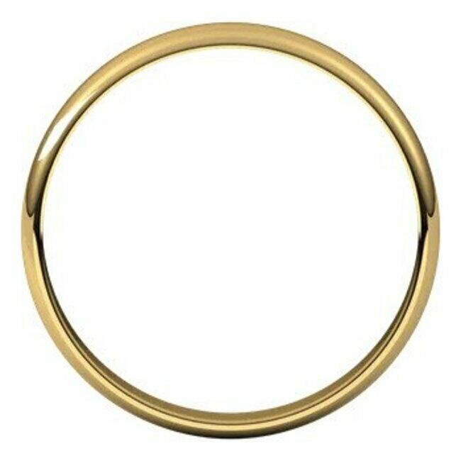 3mm Size 15.5 - 18kt Yellow Gold Wedding Band Half Round Ultra-Light Unisex Ring