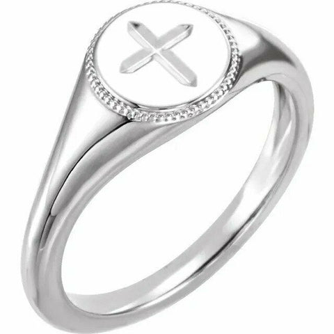 Image of Women's and Men's Sterling Silver Religious Cross Ring 4-9 Including 1/2 Sizes