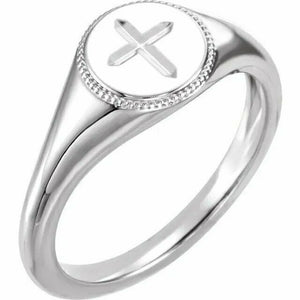 Women's and Men's Sterling Silver Religious Cross Ring 4-9 Including 1/2 Sizes