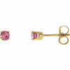 14kt Yellow Gold Genuine Pink Tourmaline "October" Youth Birthstone Earrings