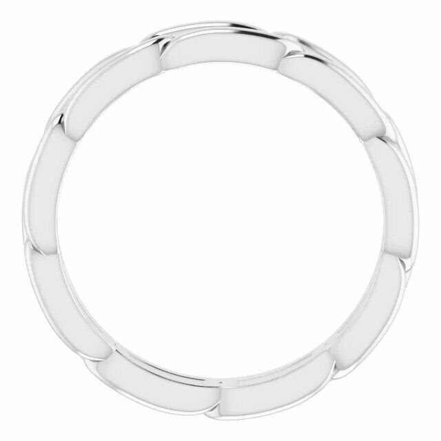 SIZE 5 Chain Link Ring 3 mm 14kt White Gold Wedding Band Unisex Jewelry New