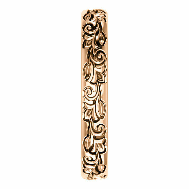 SIZE 8 - 14k Rose Gold Vintage Inspired Sculptural Wedding Band 3.5 mm wide New