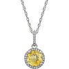 Citrine and 1/10 ct.tw. Diamond 14k White Gold 18"  Birthstone Pendant Necklace