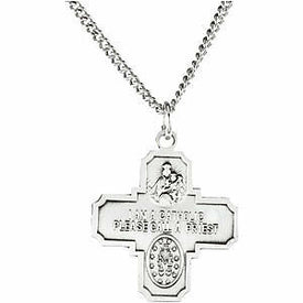 Four Way Cross Cruciform Pendant Medal w/ 24