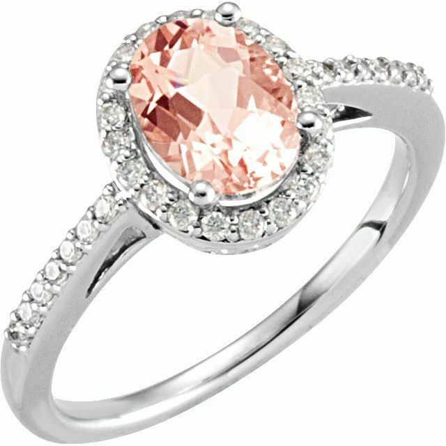 1.28ct Morganite Diamond Engagement Ring 14k White Gold Sz 7 Bridal Jewelry New
