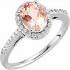 1.28ct Morganite Diamond Engagement Ring 14k White Gold Sz 7 Bridal Jewelry New