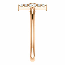 14k Rose Gold Genuine Aquamarine and .06 ctw Diamond Bar Fashion Ring Size 7