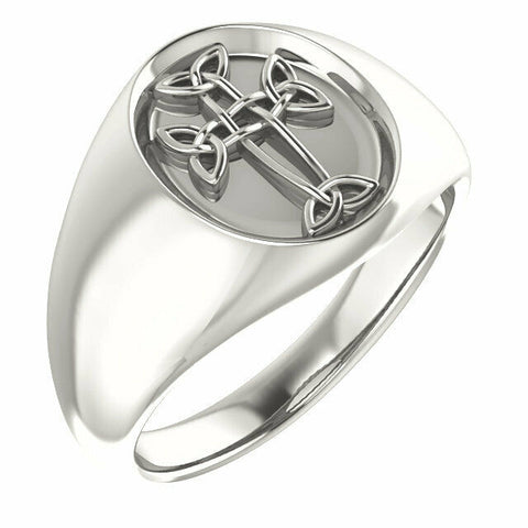 Image of Ladies and Men's Sterling Silver Celtic Inspired Cross Ring Sizes 9-12.5