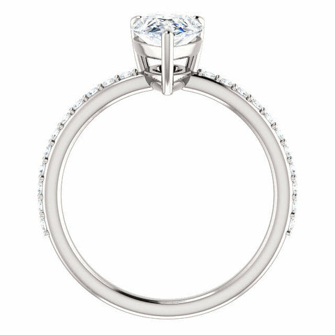 Image of 14K White Gold Pear Forever One Moissanite & 1/5 CTW Diamond Engagement Ring