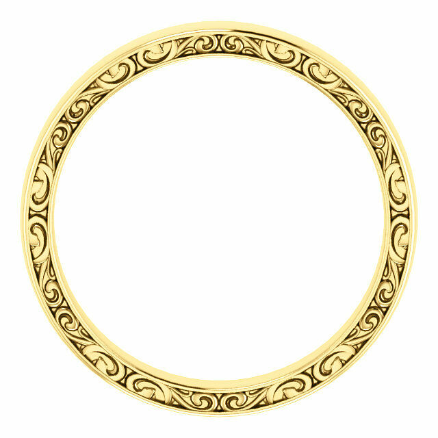 SIZE 11.5 - Relief Pattern Wedding Band 14K Yellow Gold 4mm Sculptural-Inspired