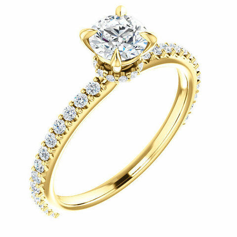 Image of 14K Yellow Gold Round Forever One Moissanite & 1/3 CTW Diamond Engagement Ring