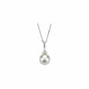 14K White Gold Freshwater Cultured Pearl & Diamond Necklace 18" + FREE Shipping