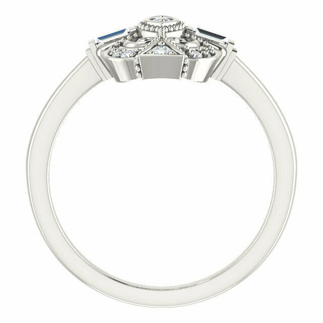 14kt White Gold 1/6 CTW Diamond Vintage Style Ring Sizes 6-8 including 1/4 sizes