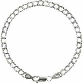 New 7.0 Inch Sterling Silver Curb Charm Bracelet 4.0 mm Wide with Lobster Clasp