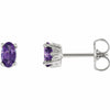 Genuine Oval Purple Amethyst Stud Earrings in 14k White Gold Friction Back Posts