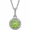 14kt White Gold Peridot and 1/10 CTW Genuine Diamond 18" Inch Pendant Necklace