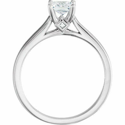 Image of New 10k White Gold Princess Cubic Zirconia Solitaire Engagement Ring Size 7