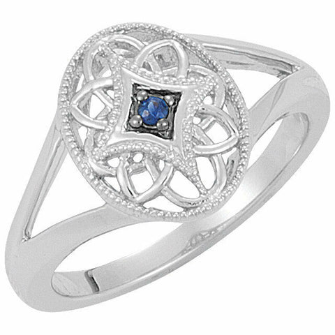 Image of Sapphire & Sterling Silver Filigree Fashion Ring Available in sizes 5, 6, 7, 8