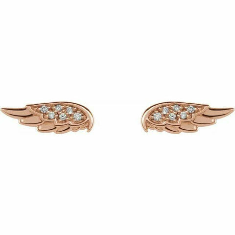 Image of 14K Gold .03 CTW Diamond Angel Wing Stud Earrings with Friction Backs 40% Off