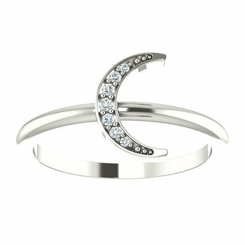 Image of Stackable Crescent Moon Ring Sterling Silver .04 CTW Diamond Size 7 Fashion Ring