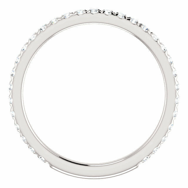 French-Set Anniversary Band 14K White Gold 1/2 CTW Diamond Ring Sz 7 Stackable