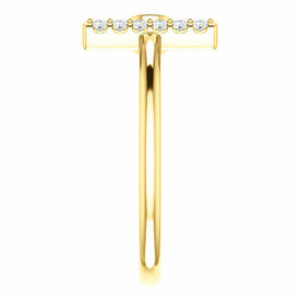 14k Yellow Gold Genuine Aquamarine and .06 ctw Diamond Bar Fashion Ring Size 7