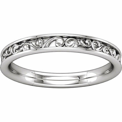 Image of Size 7 - 14kt White Gold Sculptural Style Design Wedding Band Bridal Ring New