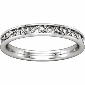 Size 7 - 14kt White Gold Sculptural Style Design Wedding Band Bridal Ring New