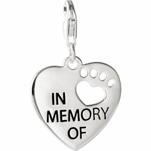 Image of In Memory Of Paw Charm Sterling Silver Heart U Back - Heart Shape Pendant New