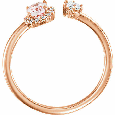 Image of 14K Rose Gold Morganite and 1/6 CTW Diamond Negative Space Ring Size 7