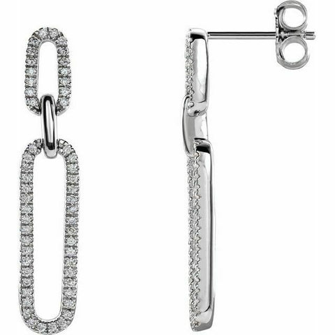 Image of 14K White Gold 1/3 CTW Diamond Link Drop Earrings 32.5x6 mm