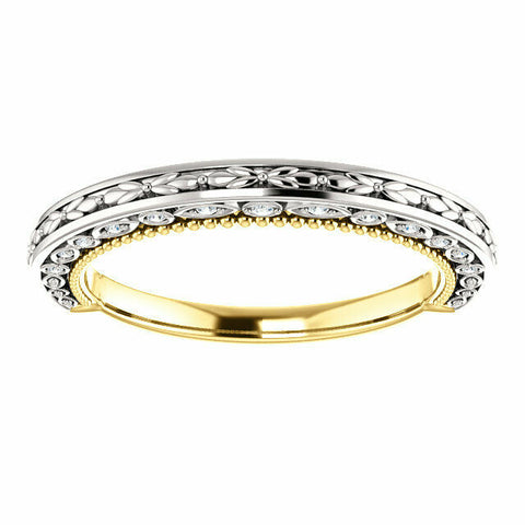Image of 14K White and Yellow Gold .08 CTW Diamond Vintage-Inspired Band Sizes 6-8