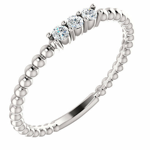 Image of SIZE 7 - 1/10 CTW Diamond Beaded Stackable Ring 14K White Gold Ring Setting