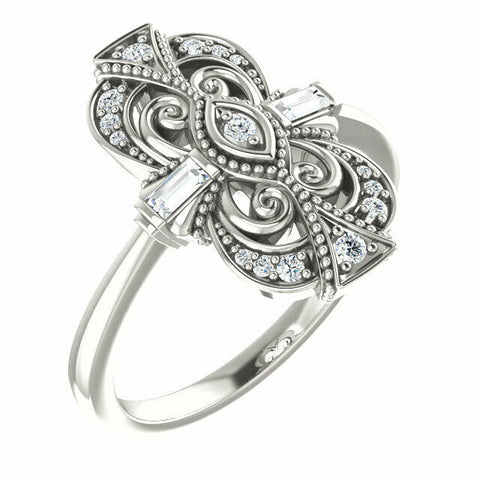 Image of 14kt White Gold 1/6 CTW Diamond Vintage Style Ring Sizes 6-8 including 1/4 sizes